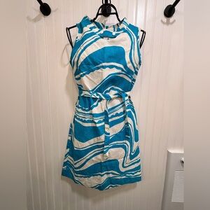 Blue and White 1960s Go-go dress